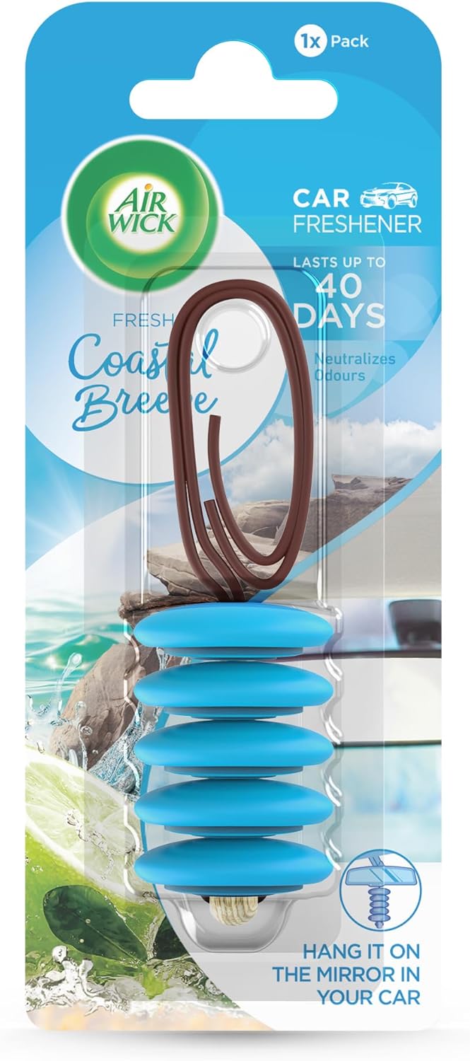Airwick Car Air Freshener Coastal Breeze Odour Neutraliser Lasts