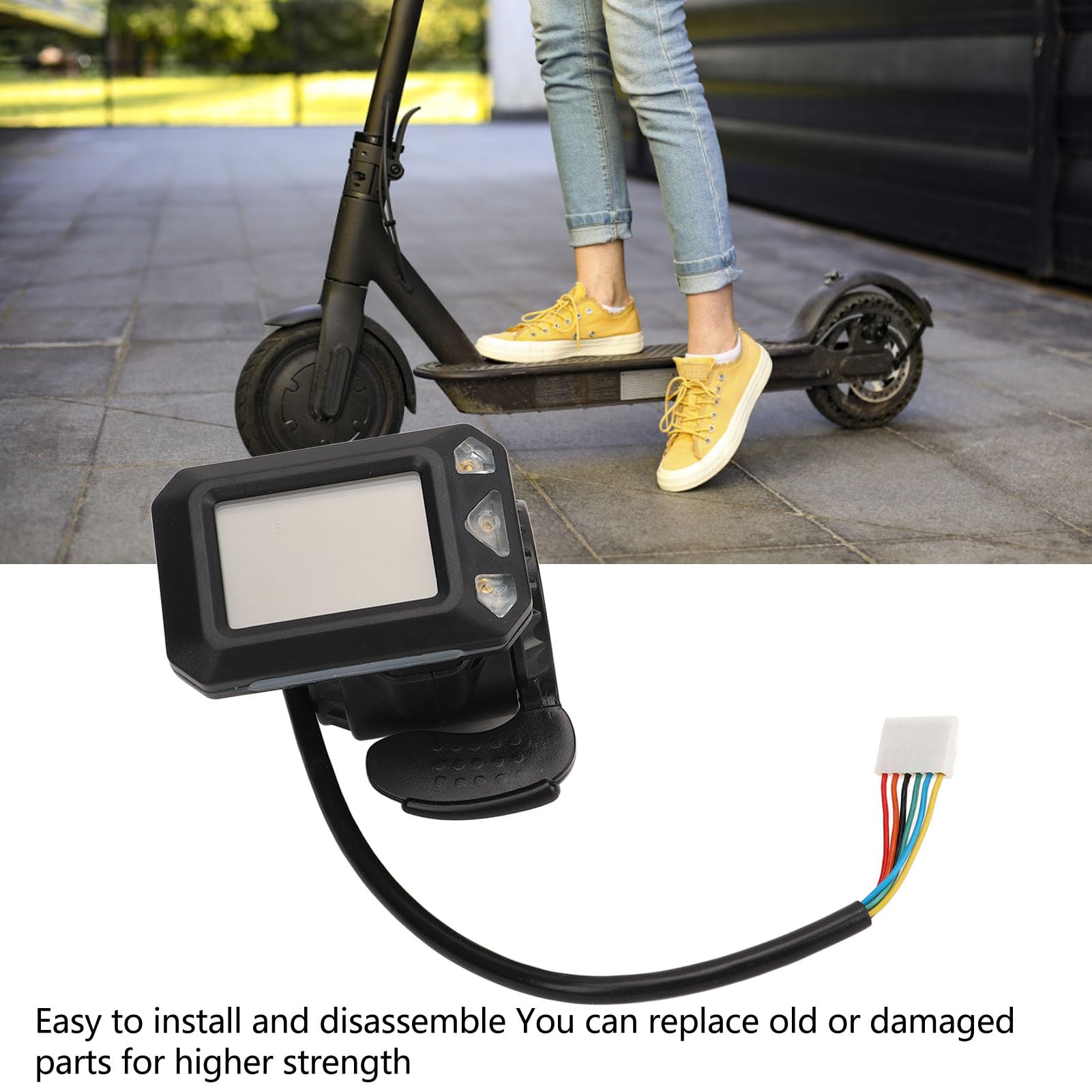 Accélérateur au Pouce pour Trottinette électrique, Accélérateur en Plastique 36 V à 6 Broches pour Petite Trottinette électrique de 5,5 à 6,5 Pouces, Affichage intégré de