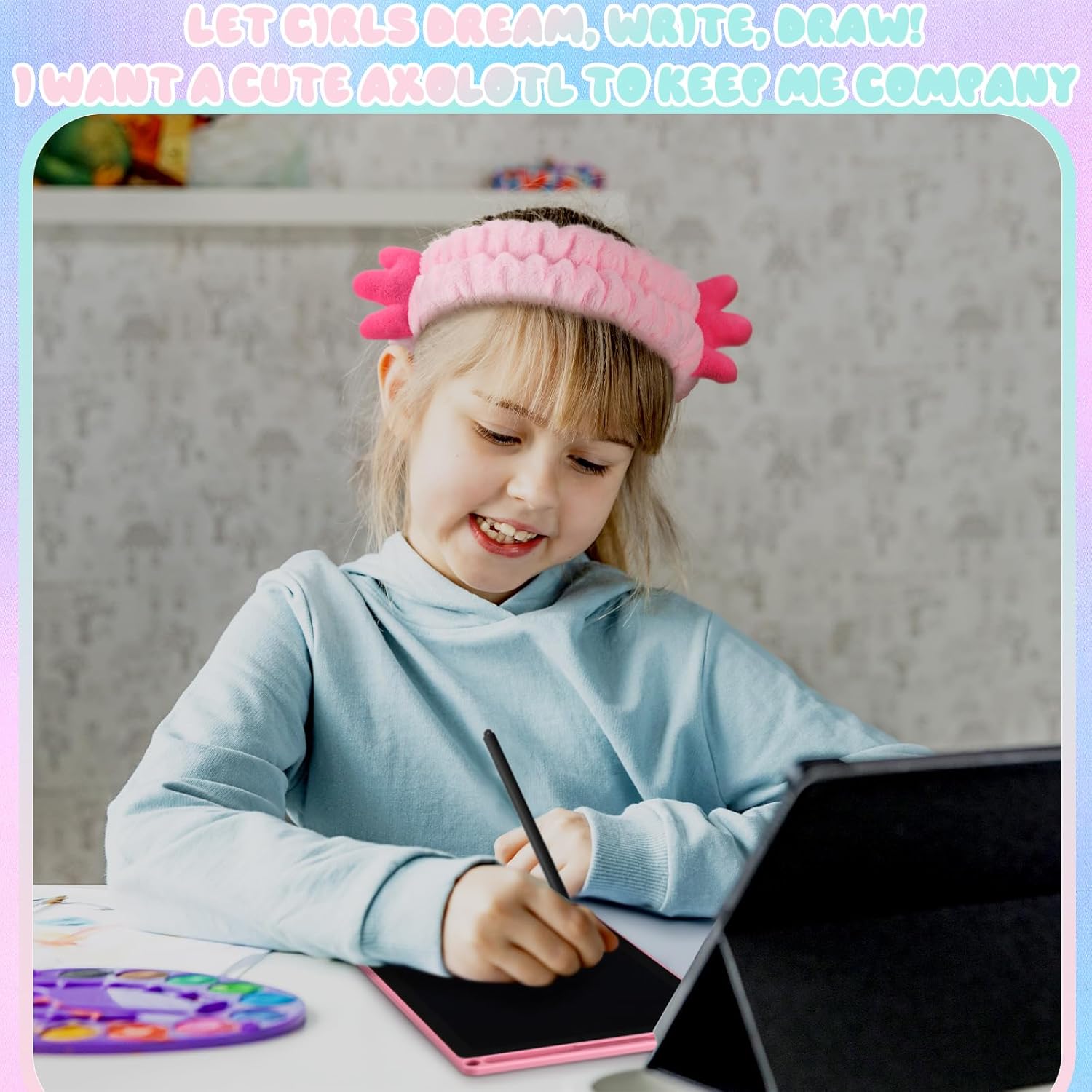 Axolotl Easter Gift Set for Valentine’s Day and Birthday, Includes Flannel Blanket, LCD Drawing Tablet, Keychain, Eye Mask, Diary with Lock, Unique Gift for Axolotl Lovers