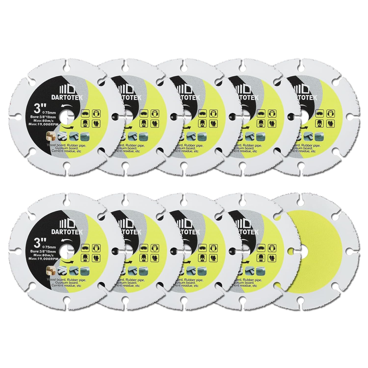 Wood Cutting Disc 3-Inch/75MM,Circular Saw Blade with 3/8-Inch Arbor for Cutting Wood with Nail,Plastic,Rubber,Fibreglass,Plasterboards(10 of Pack)