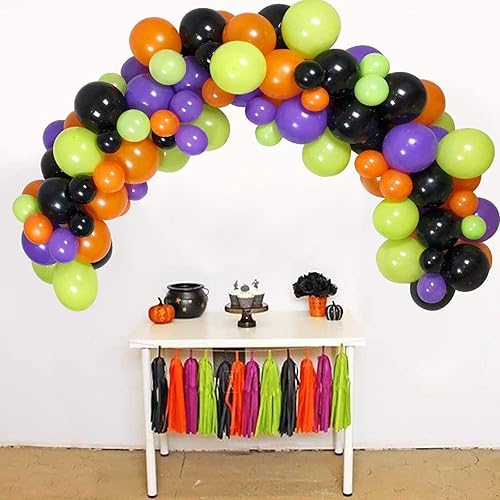 Miniatura 11 de Janinus Kit de arco de globos de otoño, guirnalda de globos de Acción de Gracias con guirnalda de hojas de arce artificiales, 125 globos naranjas