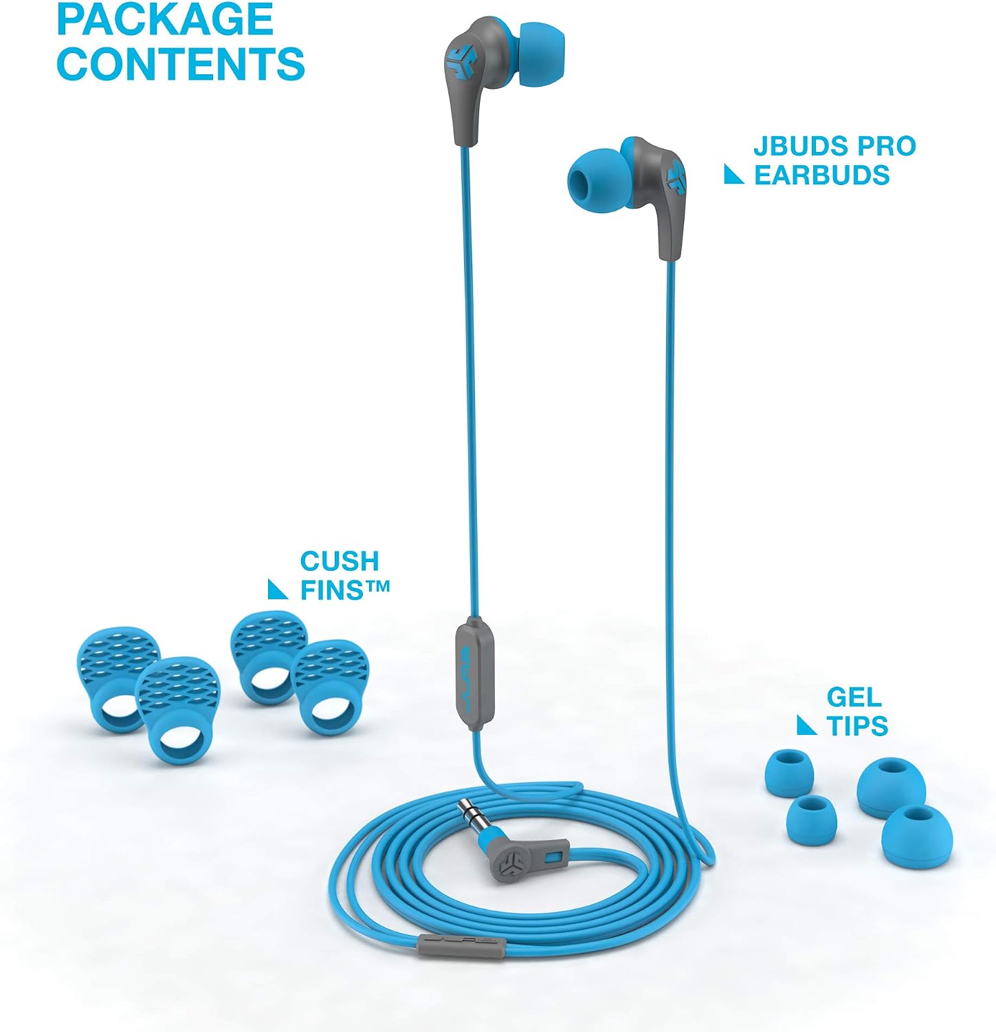 JLab Audio JBuds Pro Premium in-Ear Earbuds with Mic, Guaranteed Fit, Guaranteed for Life - Blue