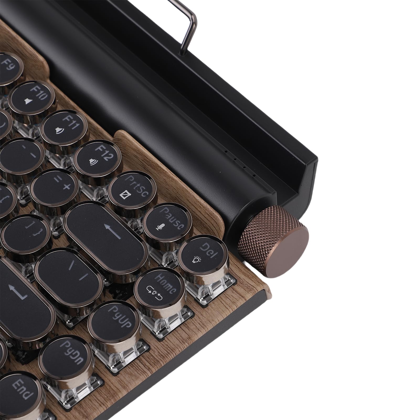 Tonysa Klawiatura Retro Mechaniczna, Klawiatura w Stylu Bluetooth/przewodowa Maszyna do Pisania, Okrągłe Klejek, 14 Trybów Podświetlenia, Kompatybilne z Komputerem/tabletem (punkowa (Kolor drewna)