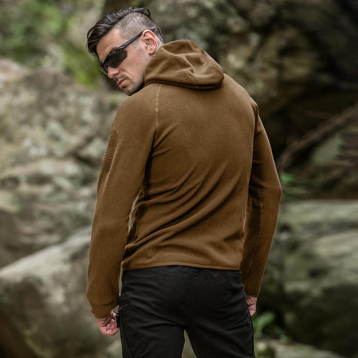 FREE SOLDIER Men's Tactical Long Sleeve Fleece Coat Weatherproof Full Zip Up Lightweight Fleece Jacket Sweatshirt - Image 6