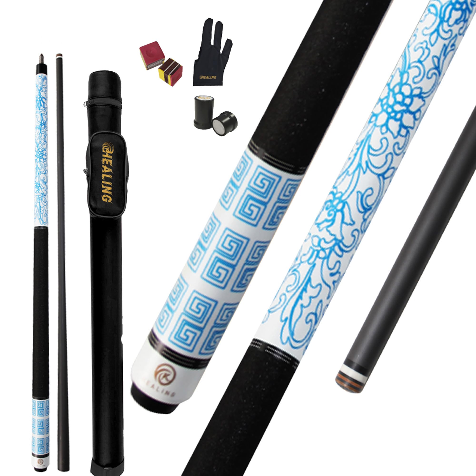 OKHEALING Kij basenowy z włókna węglowego, końcówka 12 mm, kij do snookera z włókna węglowego, 147 cm, dla profesjonalnych graczy bilardowych i amatorów