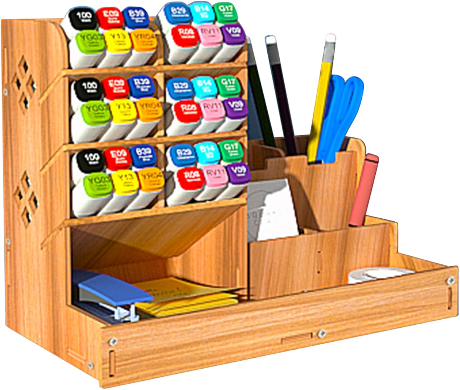 Marbrasse Upgraded Wooden Pencil Holder, Pen Organizer for