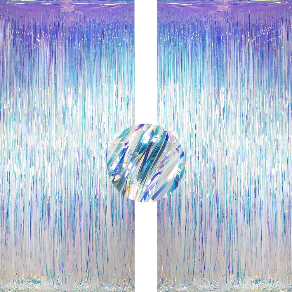 Amazon.com: Sharonlily 2 pcs Gorgeous Iridescent Fringe Curtains, 3.3X ...