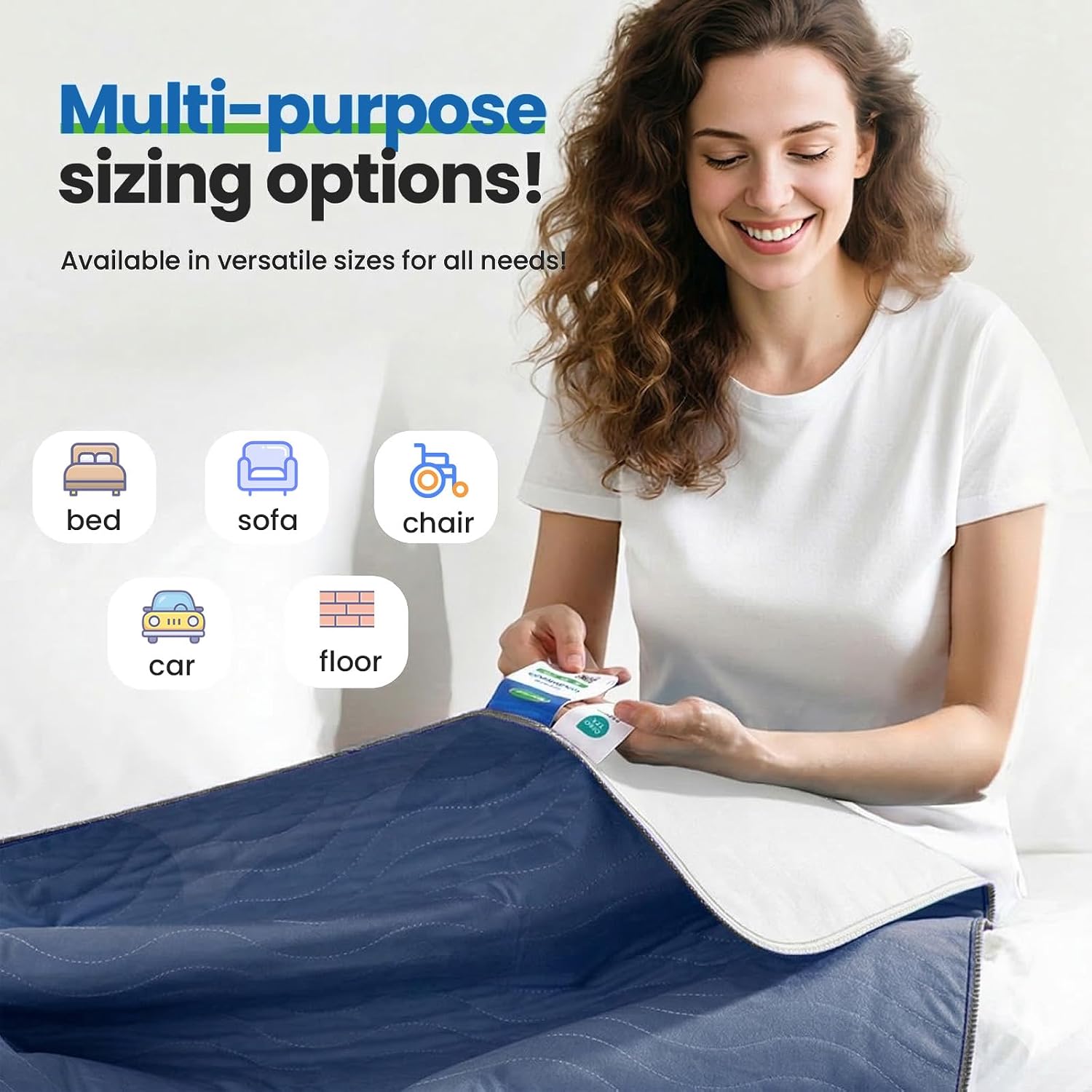 Noovirum® Washable Underpads,34"x36" (Pack of 4) Navy - Heavy Absorbency Incontinence Bed Pads for Adults, Kids & Pets - Waterproof Reusable Protective Pad for Bed, Sofa, Furniture & Floor
