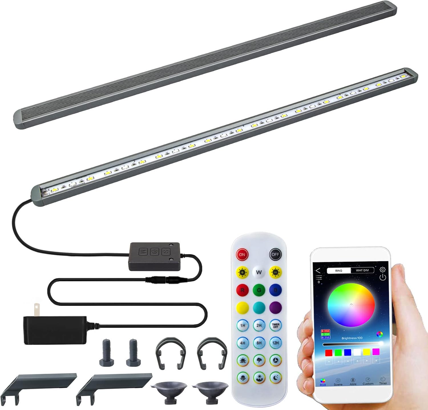 2023 LED Aquarium Light with Timer 7/24 Automated, Waterproof Fish Tank Light, RGBW Full Spectru Color Changing Phone APP Bluetooth…