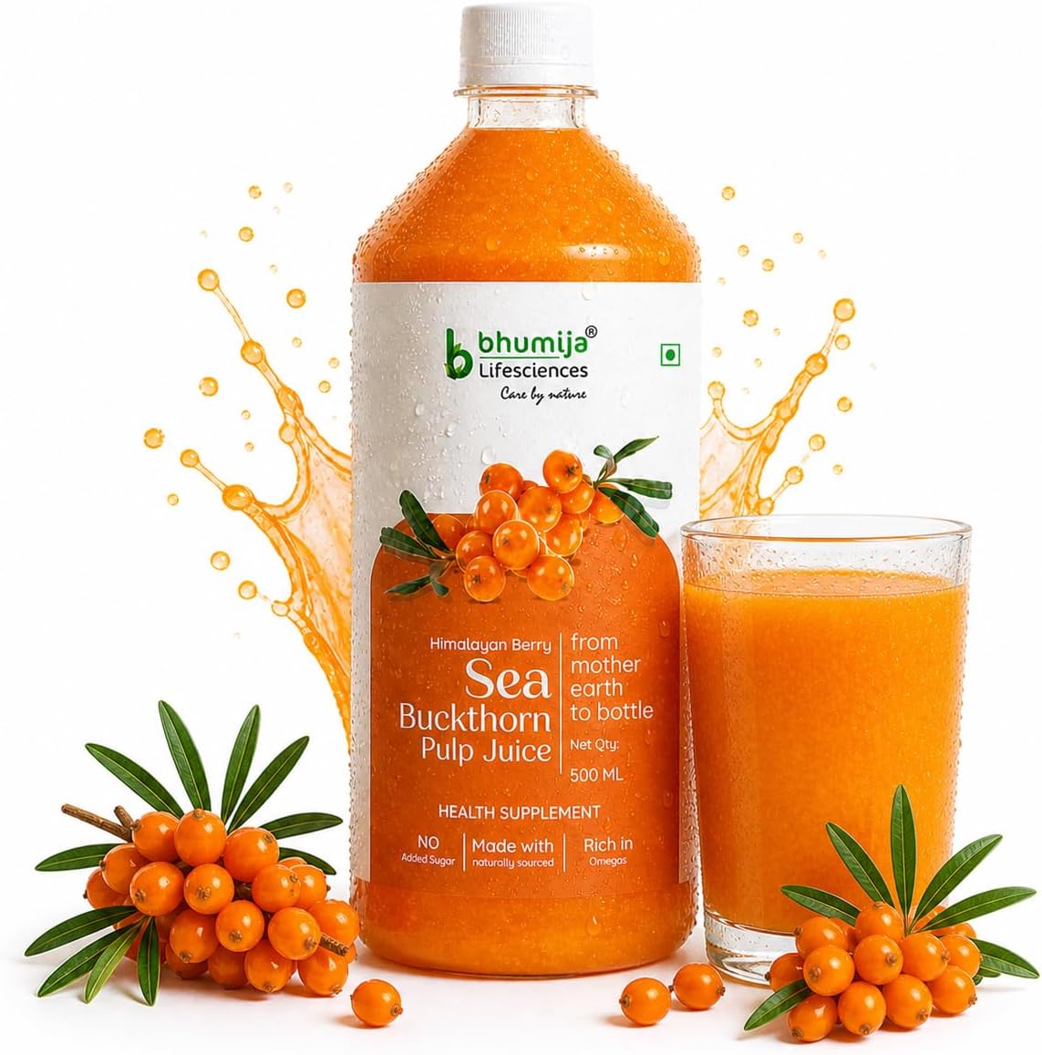 Bhumija Lifesciences Himalayan Sea Buckthorn Pulp Concentrate 500ml Juice