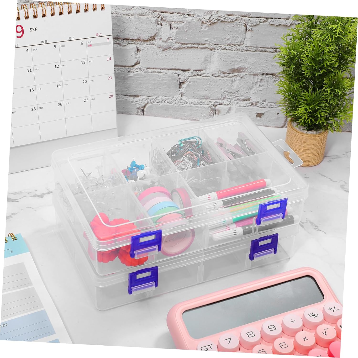 2pcs Clear Storage Box Multi-grid Organizer Removable Dividers for Crafts Jewelry and Beads Compartments Transparent Design for Easy Visibility
