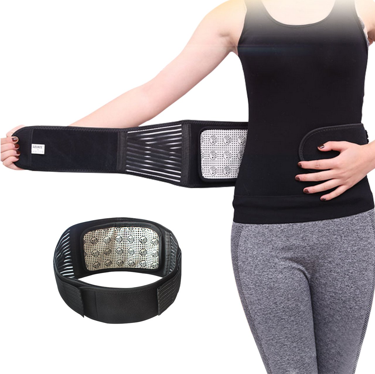 MAIBU Removable Self-heating Magnetic Therapy Support Brace Adjustable Pain Relief Back Waist Support Lumbar Brace Belt L