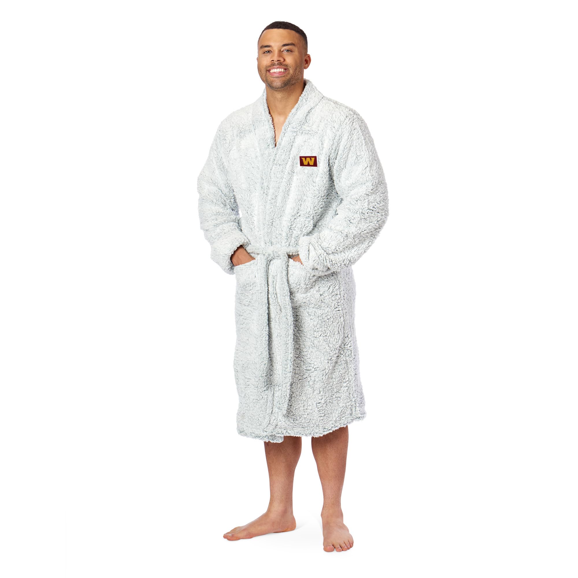 Northwest NFL Washington Commanders Sherpa Bath Robe, 26" x 47", Grey