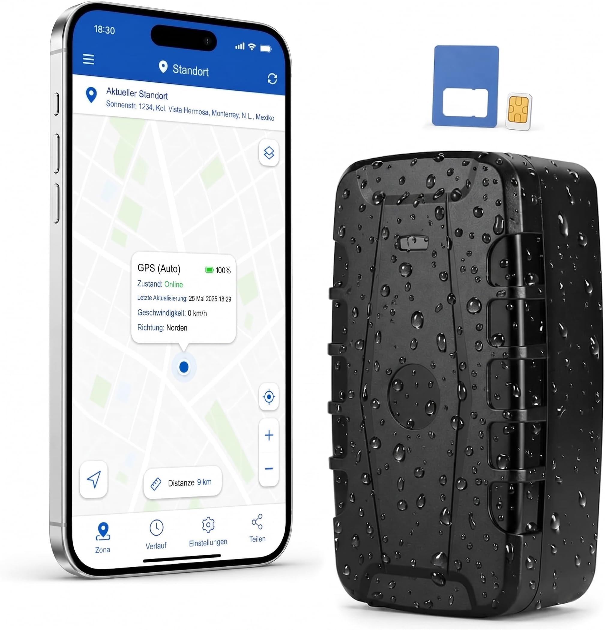 Winnes Localizzatore GPS per auto senza ABO, localizzatore GPS 4G con magnete, localizzazione in tempo reale tramite app, 20.000 mAh, con 240 giorni di standby, trasmettitore GPS per auto, moto
