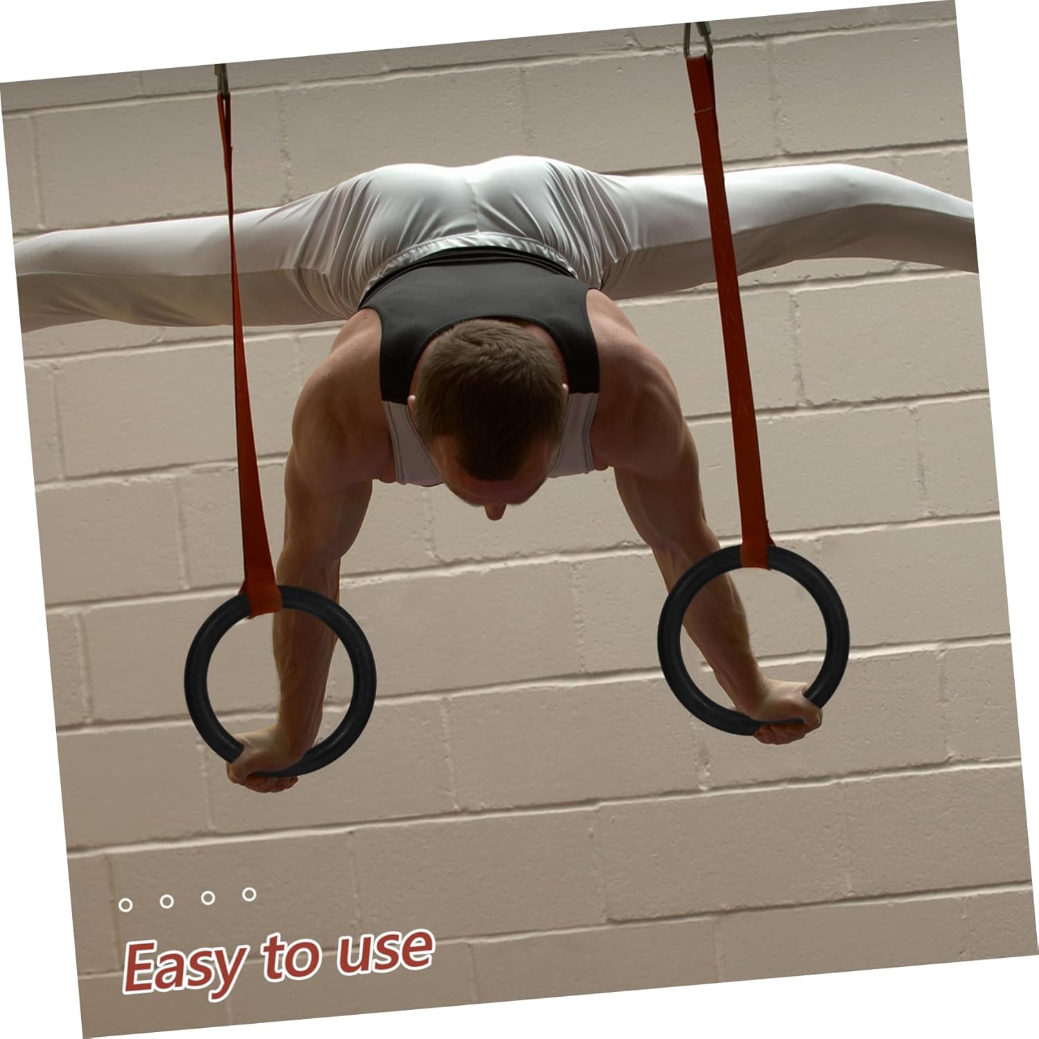 2pcs Gymnastic Rings for Strength Training Exercise Rings for Bodyweight Workouts Durable Abs Fitness Equipment for Men and Women Black