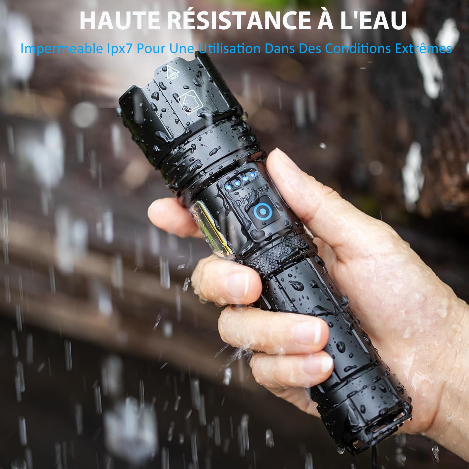 Lampe Torche LED Ultra Puissante, 1000000 Lumens Lampe Torche LED Rechargeable, 7 Modes Super Lumineuse, Longue Durée, IPX7 Étanche Idéal Pour Camping, Randonnée Et Urgences