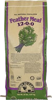 Down To Earth All Natural Fertilizers Organic Feather Meal - Slow Release Nitrogen Plant Food for Green Growth 12-0-0, 20 lb