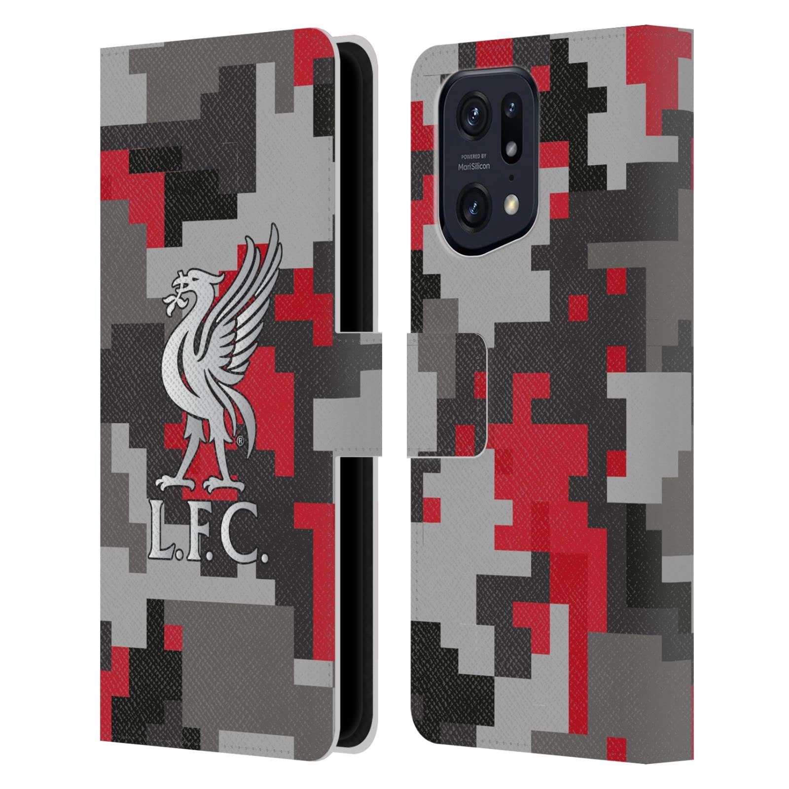 Head Case Designs Officially Licensed Liverpool Football Club Club Colours Digital Camouflage Leather Wallet Case Compatible With Oppo Find X5 Pro