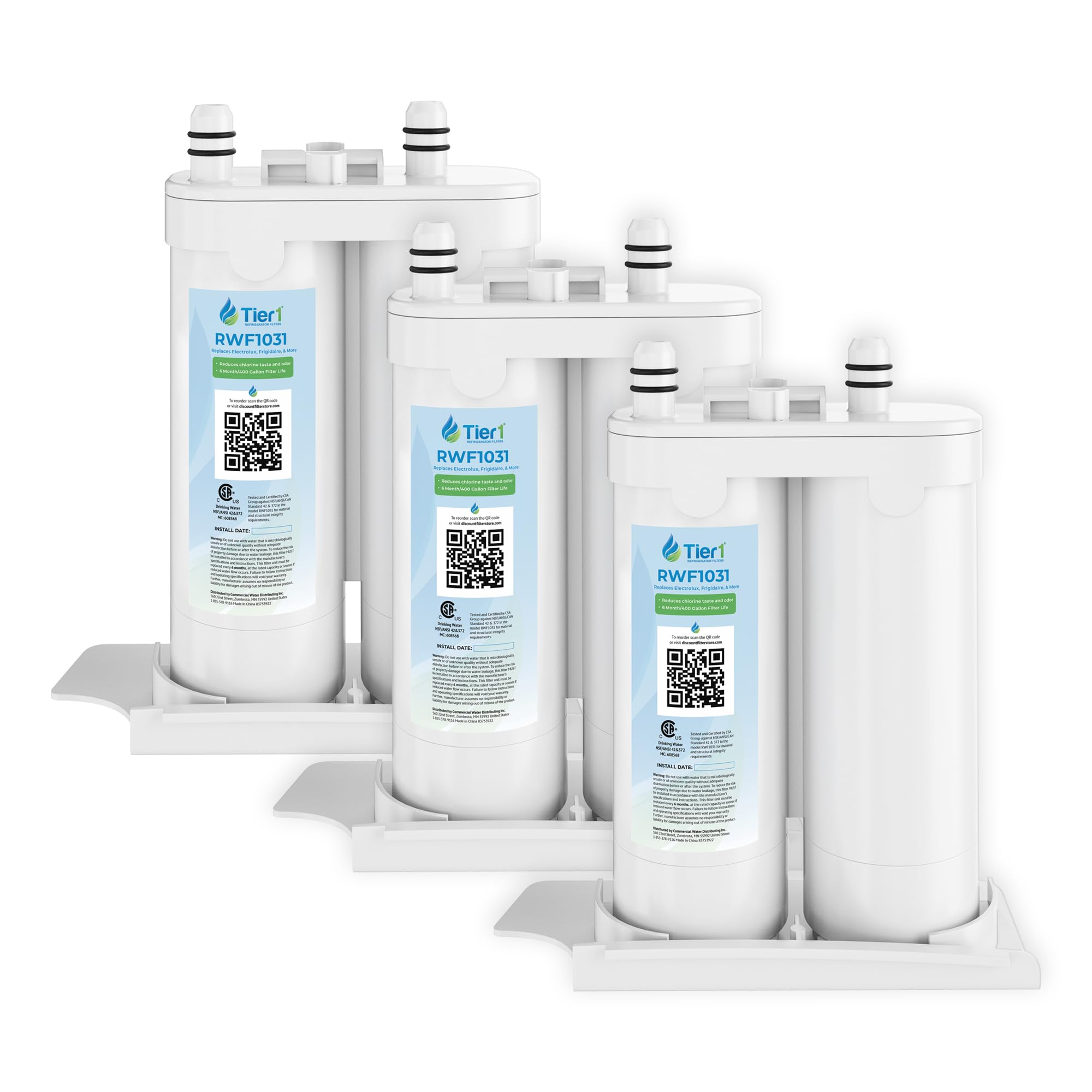 Tier1 RWF1031 Refrigerator Water Filter Replacement for PureSource2 WF2CB - 3 Pack | Water Filter for Fridge | Replacement for WF2CB, NGFC 2000, 1004-42-FA, 469911, 469916, FC100, EWF2CBPA