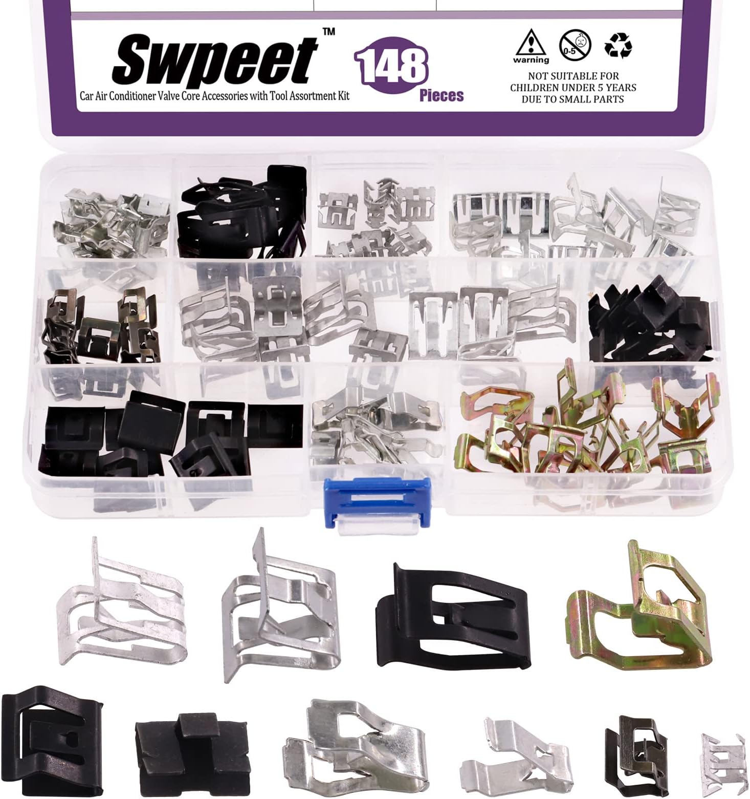 100Pcs 10 Sizes 7.9mm-18.2mm Auto Car U-Clips Trim Moulding Clips Kit Compatible with VW Audi 4A0-867-276A