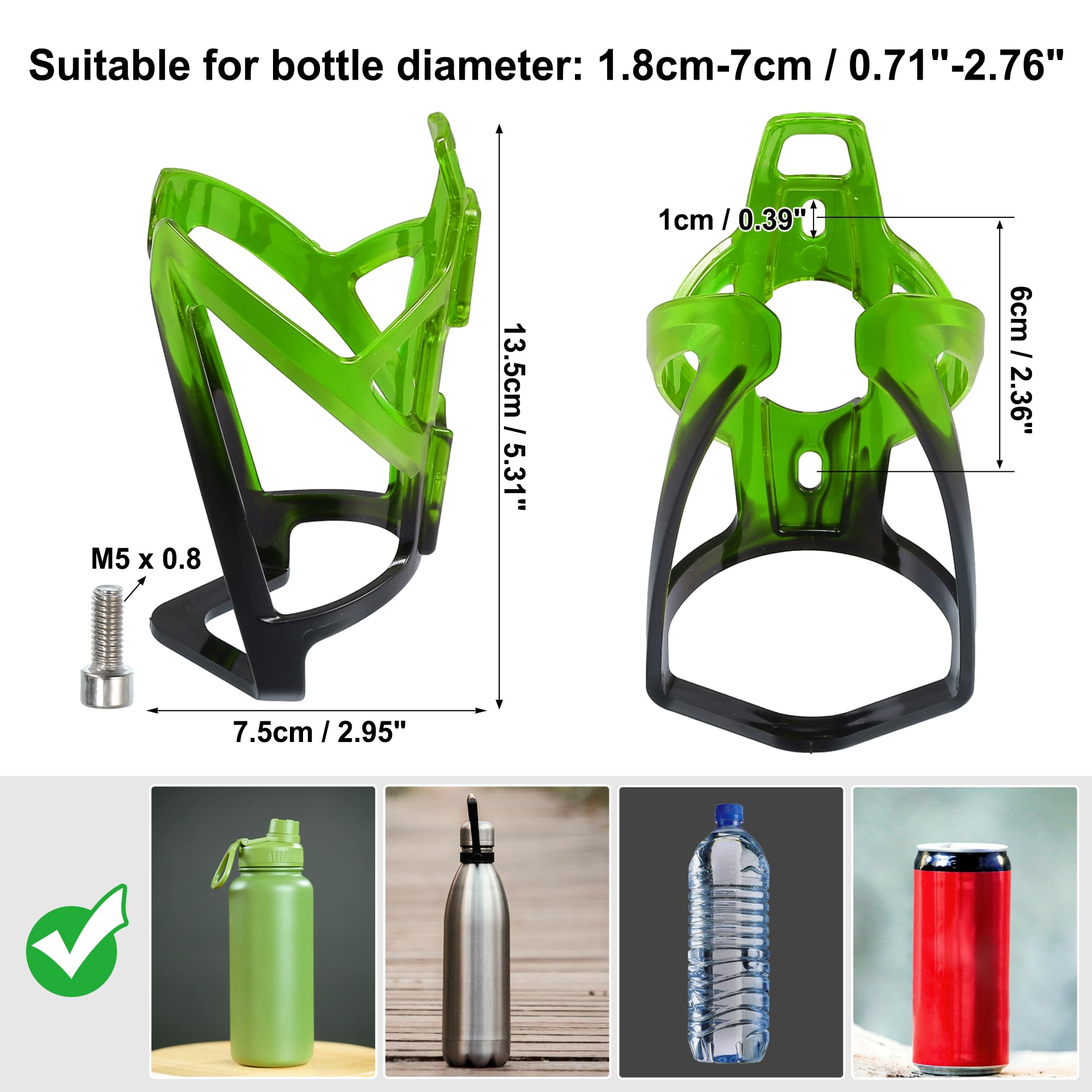 X AUTOHAUX 1 Set Bike Water Bottle Cage Holder w/Screws and Wrench Black Green - Image 4