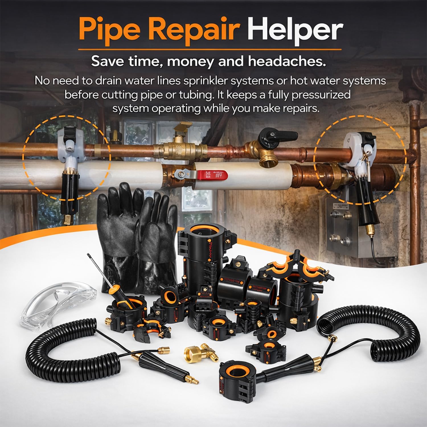 CST2 General Cold-Shot Pipe Freeze Kit, Tube Wire Plumbing Freezes Pipes from 1/8 to 2 Inch, CO2 Water Pipe Plumbing Line Freezing Repair Kit for Copper Steel Aluminum Cast Iron