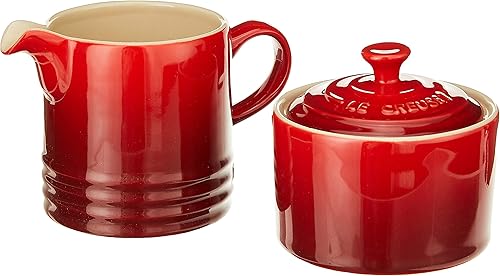 Le Creuset Gres Crema y Azúcar Juego de 2 piezas Cerise