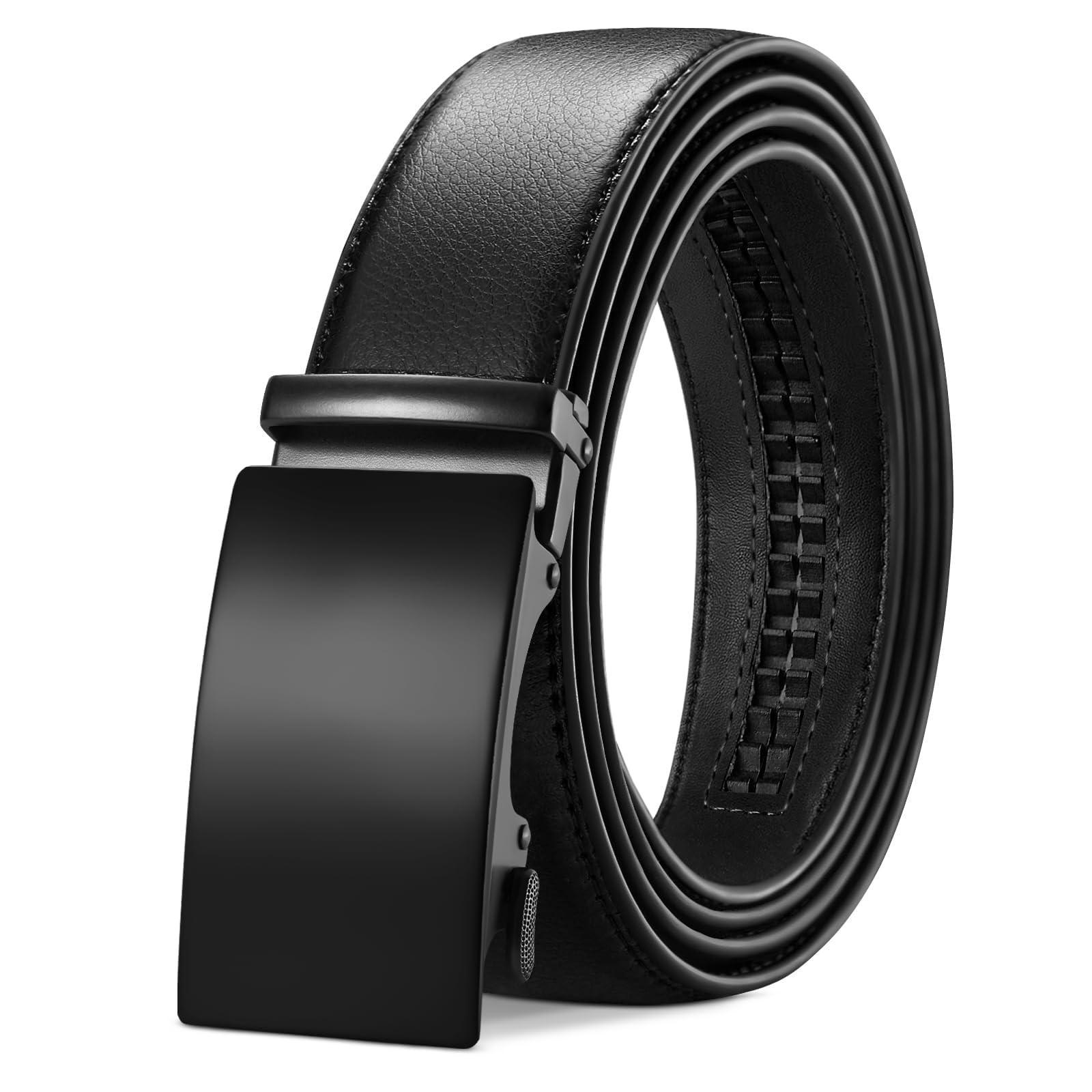 TANGCHAO Gürtel Herren,Ledergürtel Ratsche Automatikschließe für Herren Business Anzug Jeans, 35mm Gürtel,Größe Einstellbar