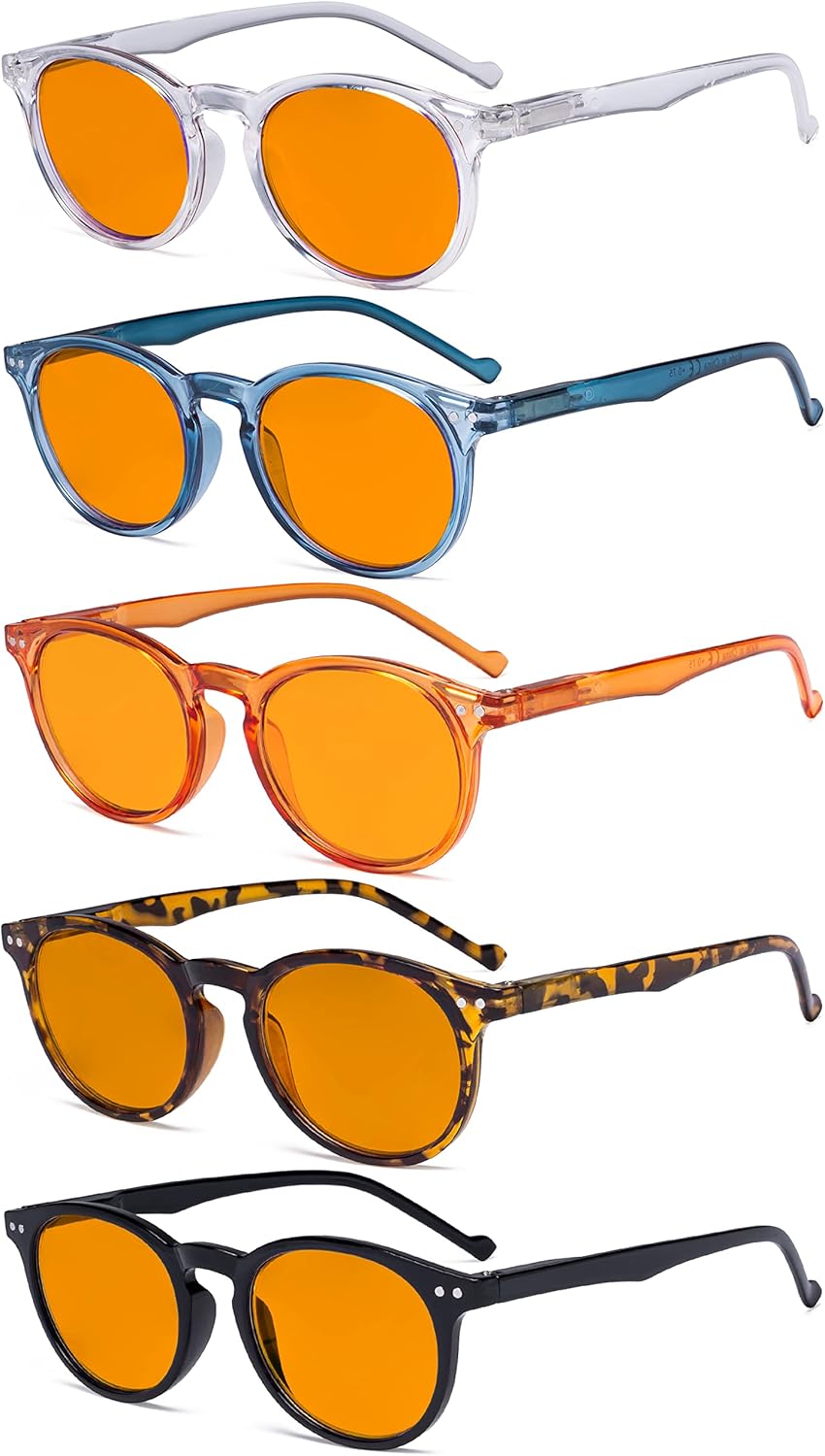 Eyekepper 5-Pack Oval Round Spring Hinges Eyeglasses Includes Sunglasses