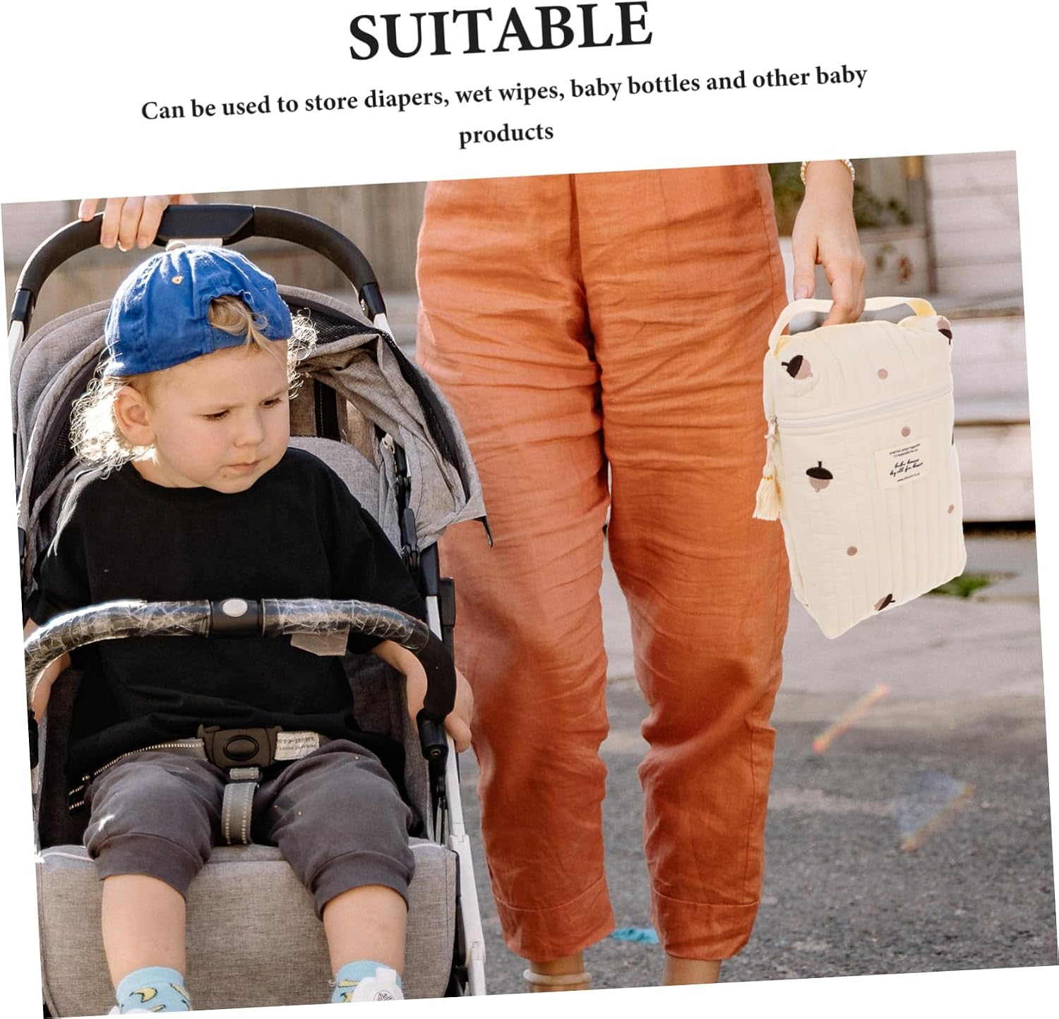VANZACK Travel Diaper Bag Aesthetic Multi Functional Organizer Pouch for Portable Diaper Storage with Easy Stroller Attachment for Daily Use and Travel