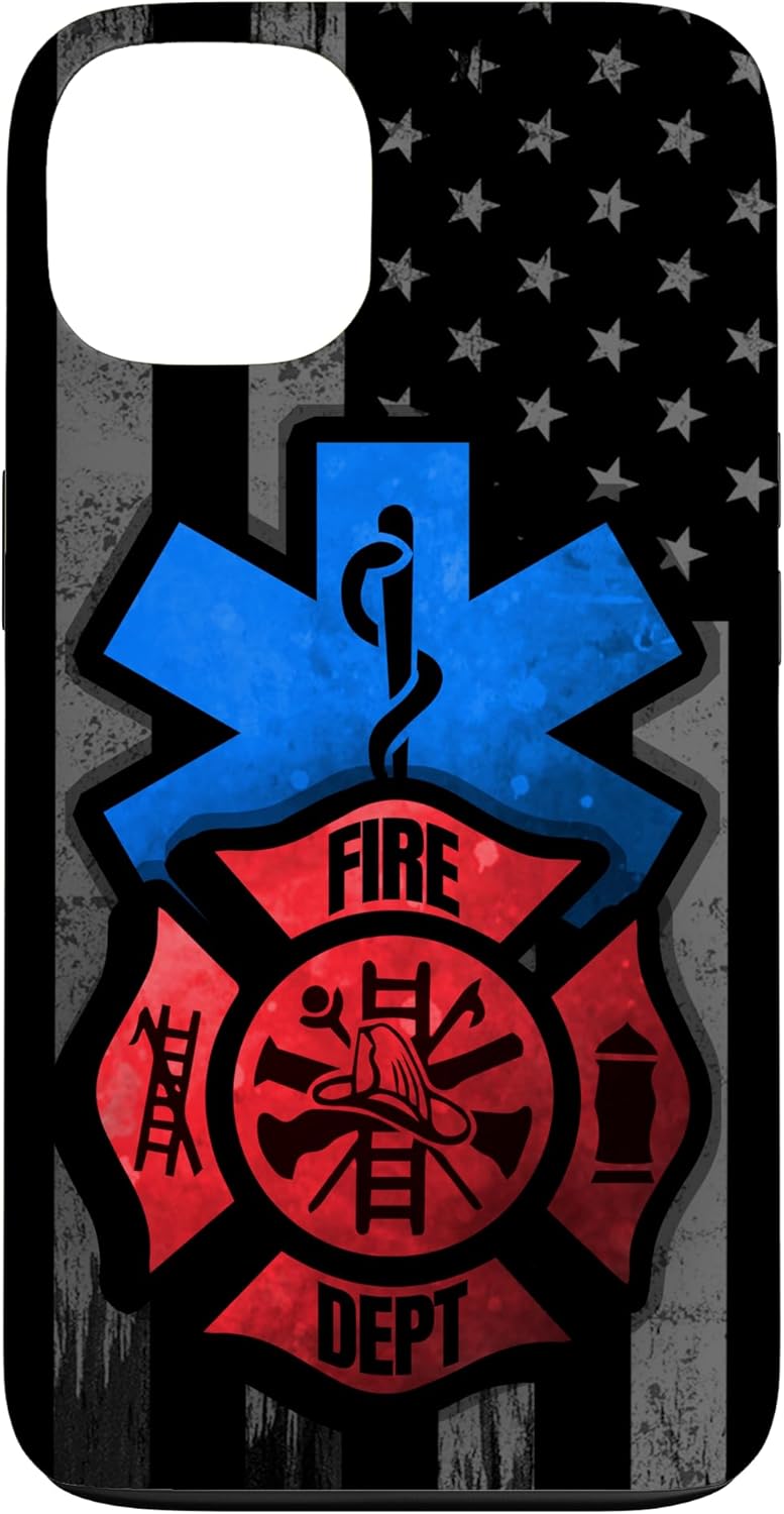 iPhone 14 EMT EMS Fire Rescue Usa Firefighter Distressed American Flag Case