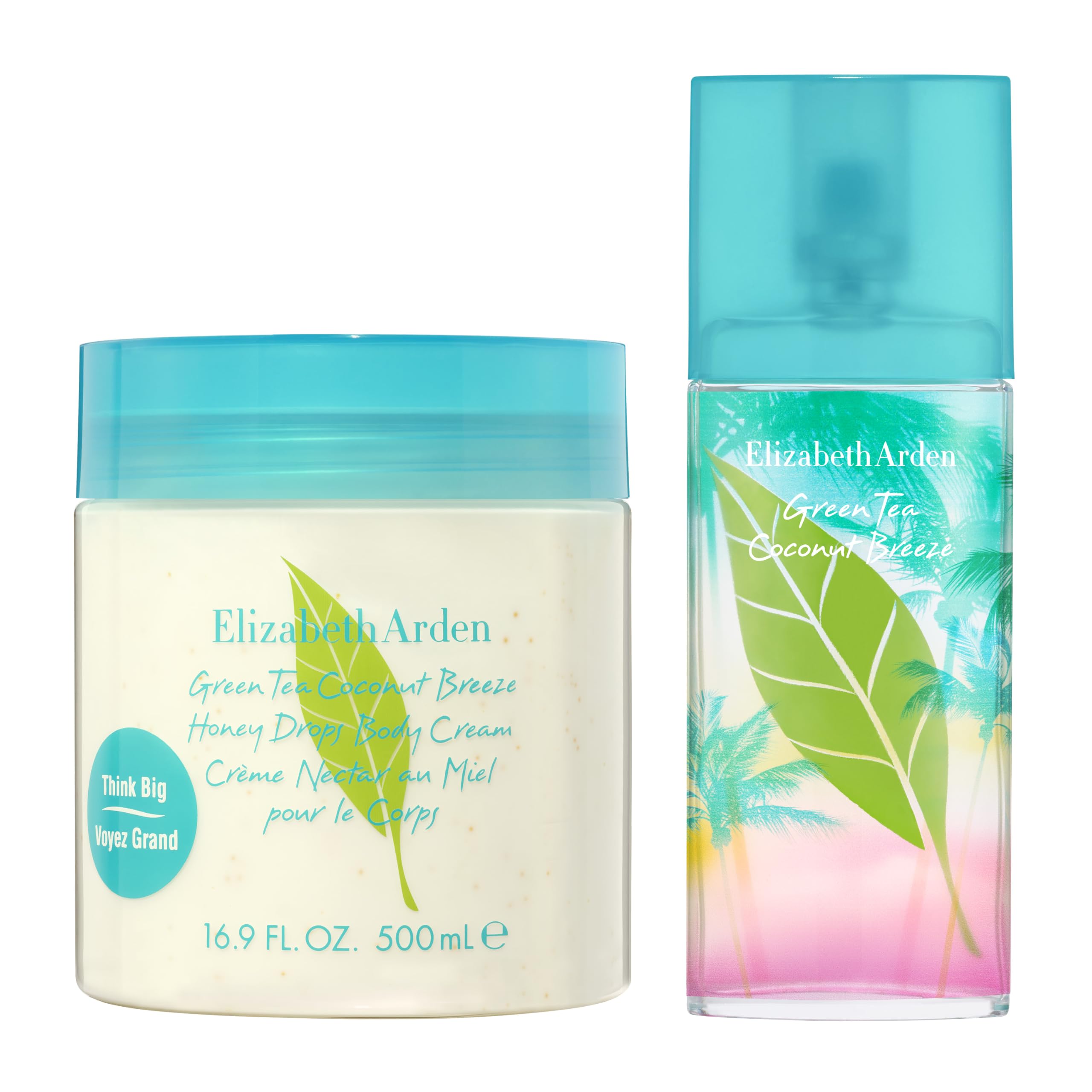 Elizabeth Arden - Green Tea Coconut Breeze Honey Drops, Crema Corporal Hidratante Fragancia de Coco 500 ml + Elizabeth Arden - Green Tea Coconut Breeze, Eau de Toilette 100 ml