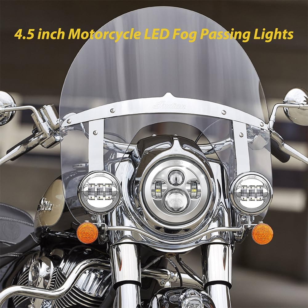 4.5 inch Motorcycle LED Fog Passing Lights Compatible with Harley Davidson Road King Fat Boy Ultra Classic Street Glide Heritage Softail Deluxe Switchback Electra Glide Ultra Limited CVO Tri Glide