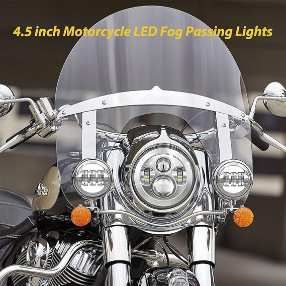 4.5 inch Motorcycle LED Fog Passing Lights Compatible with Harley Davidson Road King Fat Boy Ultra Classic Street Glide Heritage Softail Deluxe Switchback Electra Glide Ultra Limited CVO Tri Glide