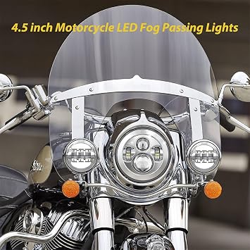 4.5 inch Motorcycle LED Fog Passing Lights Compatible with Harley Davidson Road King Fat Boy Ultra Classic Street Glide Heritage Softail Deluxe Switchback Electra Glide Ultra Limited CVO Tri Glide