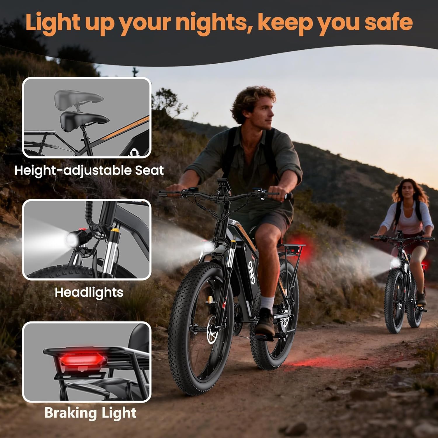 Fat Tire Electric Mountain Bike 1500W Peak, 48V 15Ah Removable Battery,20MPH Speed & 60 Miles Range Electric Bicycles, 26" All Terrain Off Road E-Bike for Adults w/ Lockable Suspension & 7 Speed Gears