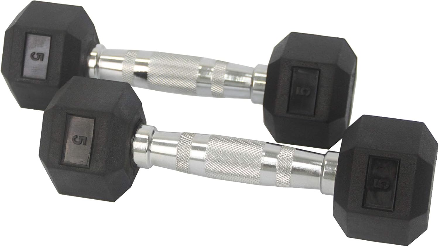 FixtureDisplays® Rubber Dumbbell in Pair - with Metal Handles Pair of Two 5 lbs Dumbbells 15187