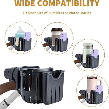 Cup Holder Compatible with Cybex Stroller, Stroller Accessories Compatible with Cybex,with Phone Holder,Black