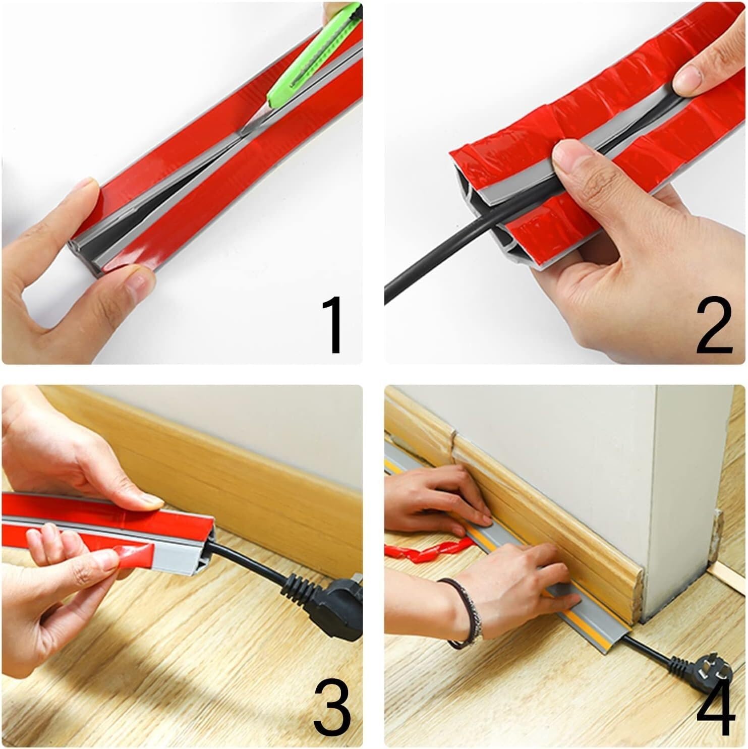 Kabelverdeck for den Boden, weicher Kabel-Organizer/Kabelkanal, extra breit, 50 mm, zuschneidbar, Innenwand-Management-Set, selbstklebend(A,600cm (19.7ft))