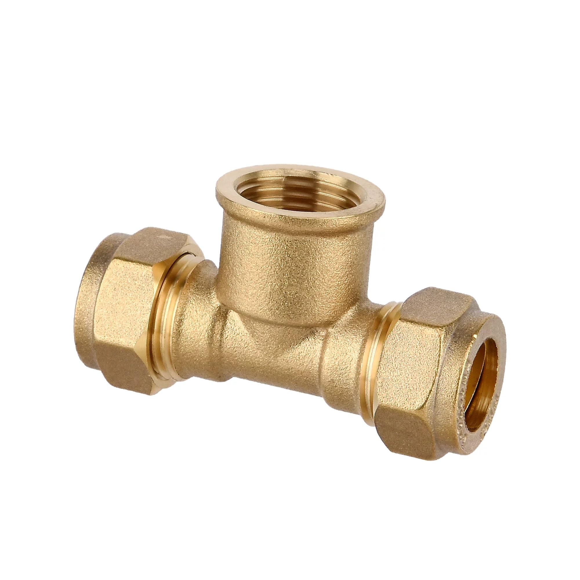 Shirenock Brass Compression Tee (Dia) 15Mm X 15Mm X 12.7Mm, 1 In Pack