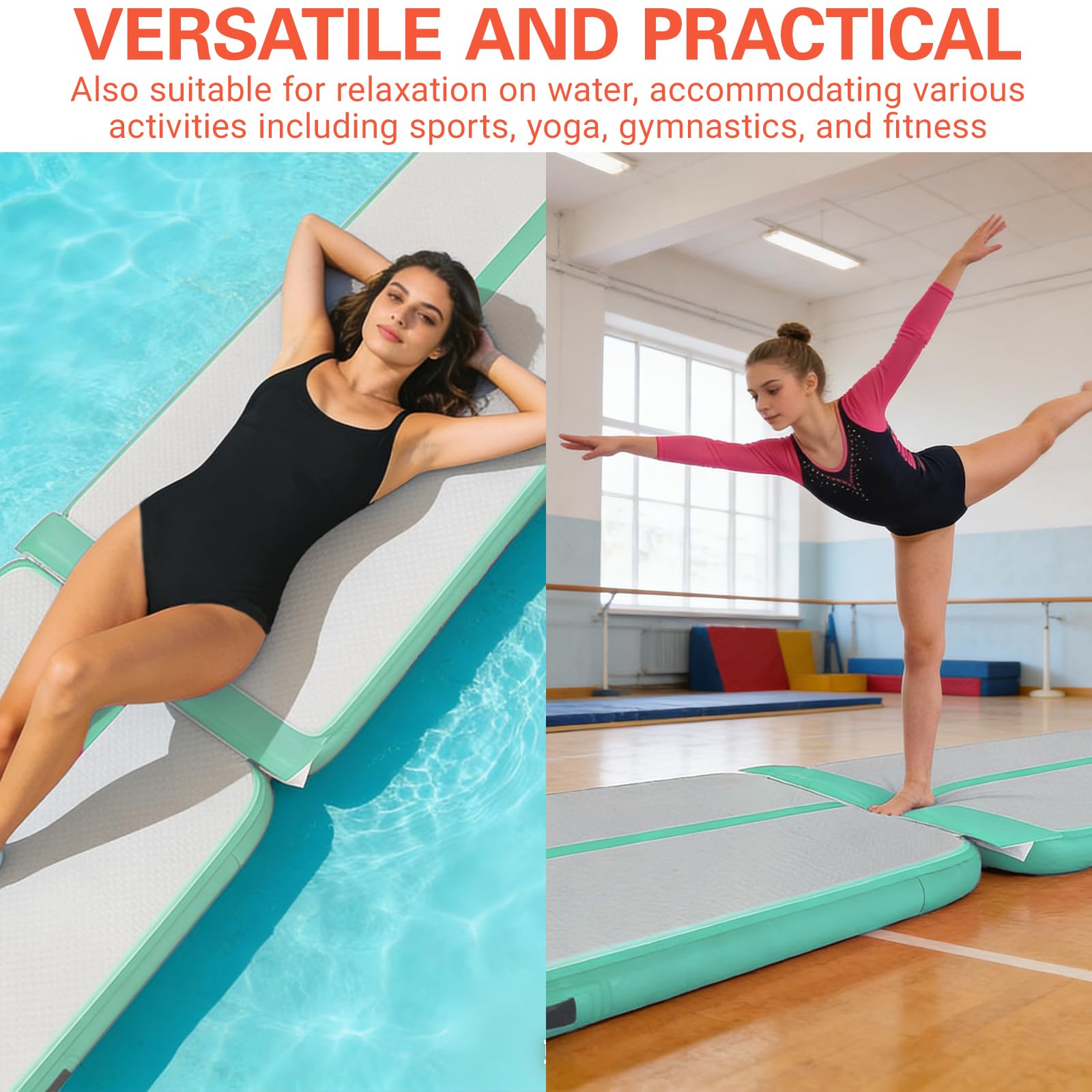 Nastro di collegamento Air Track, 1 m, per ginnastica, yoga, campeggio, tappetino da allenamento gonfiabile, colore verde