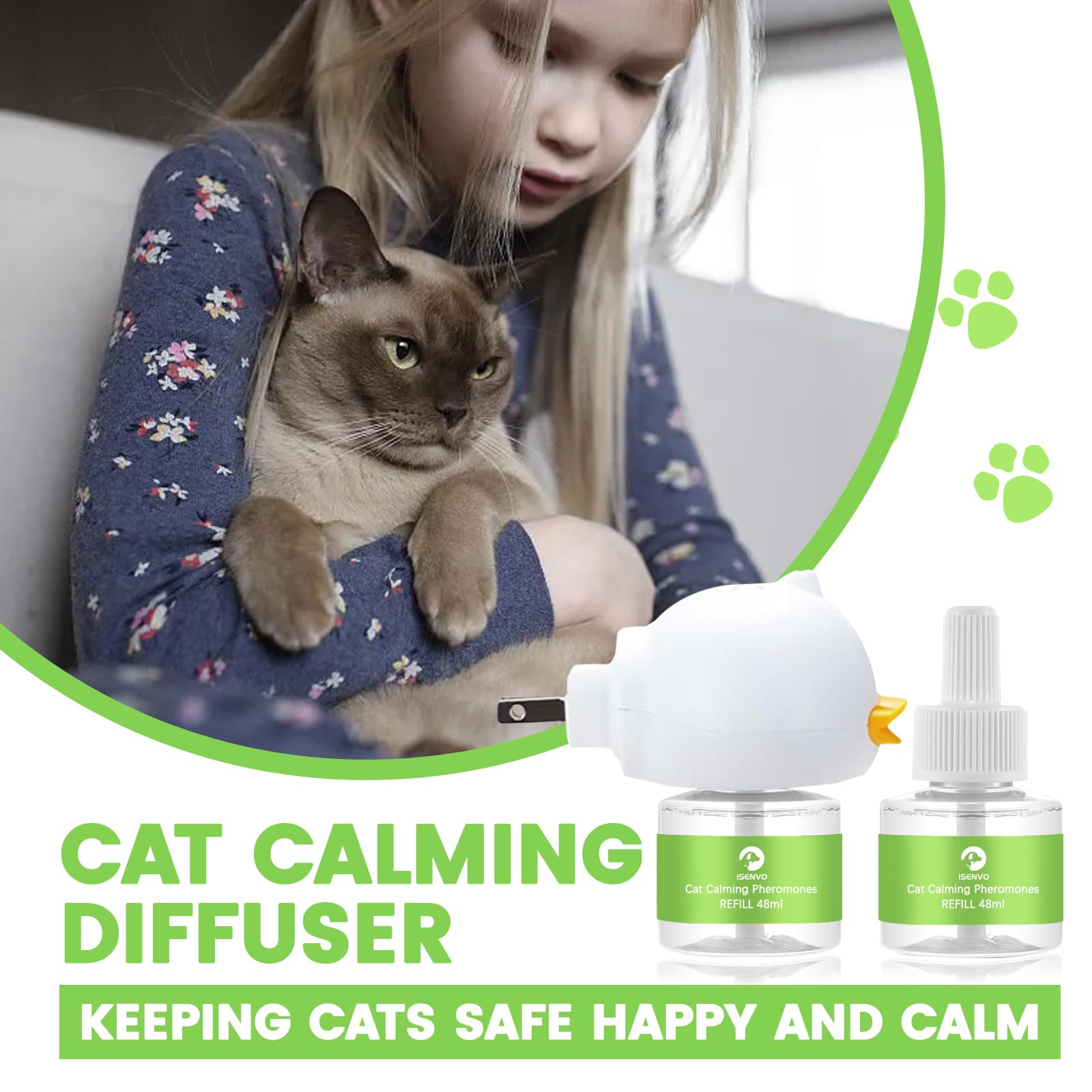 Cat Pheromones Calming Diffuser, 2 in 1 Cat Calming Starter Kit (Diffuser Head + 2pcs 48ml Vial) for 60 Days Use, Enhanced Cat Calming Diffuser Kit for Cat Anxiety Relief - image 4