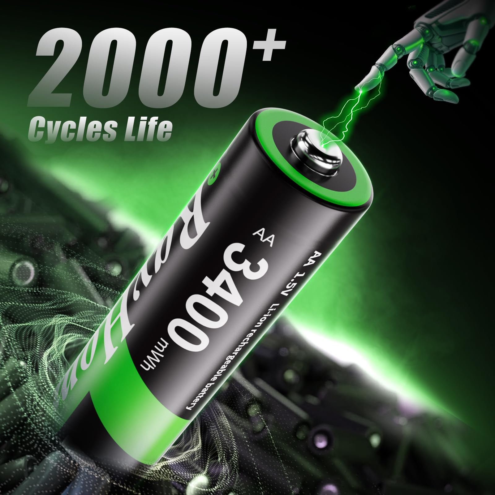 Lot de 16 piles au lithium rechargeables AA, plus de 2000 cycles, sortie constante 1,5 V, 3400 mWh double A pour caméra Blink, jouets télécommandés