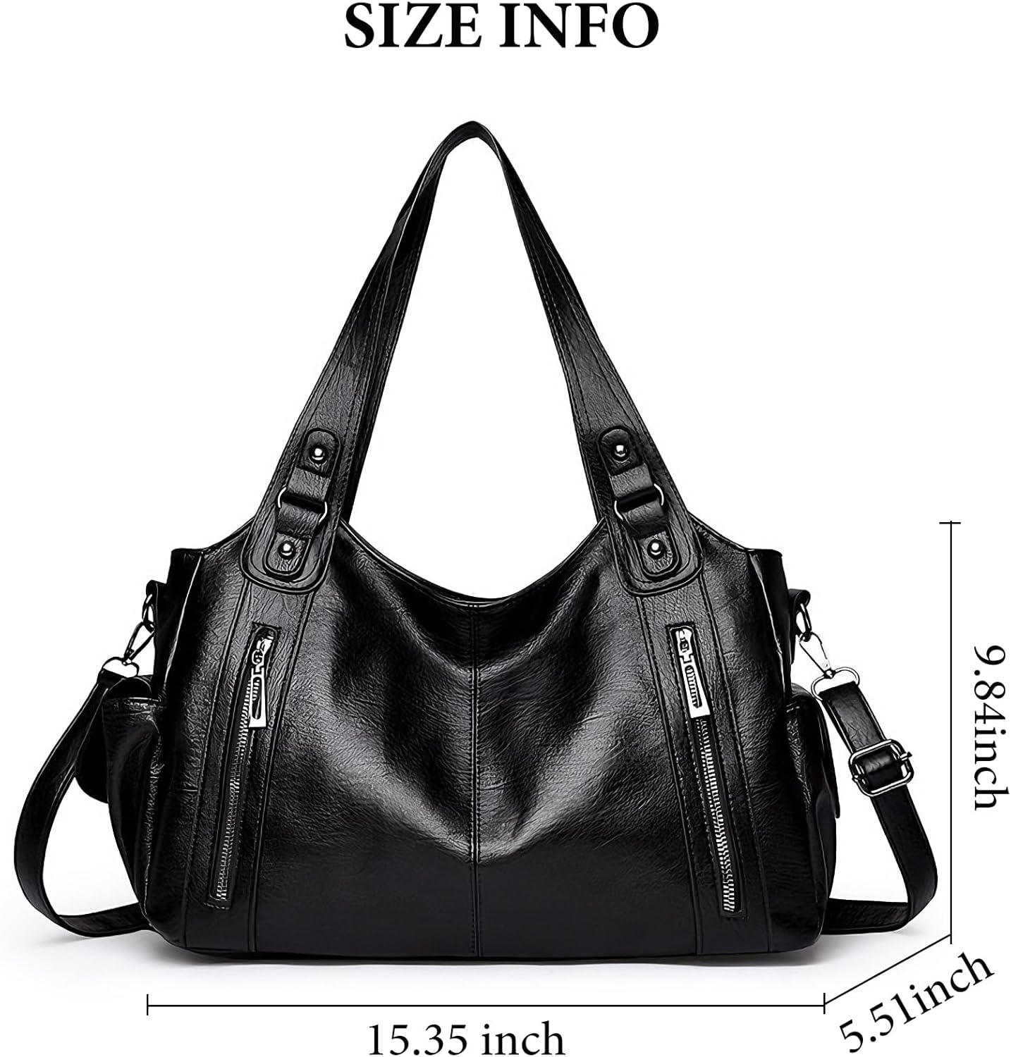 Leather Hobo Tote Bag Shoulder Bag for Women Multi Pocket Large Capacity Crossbody Purse Satchel Handbags
