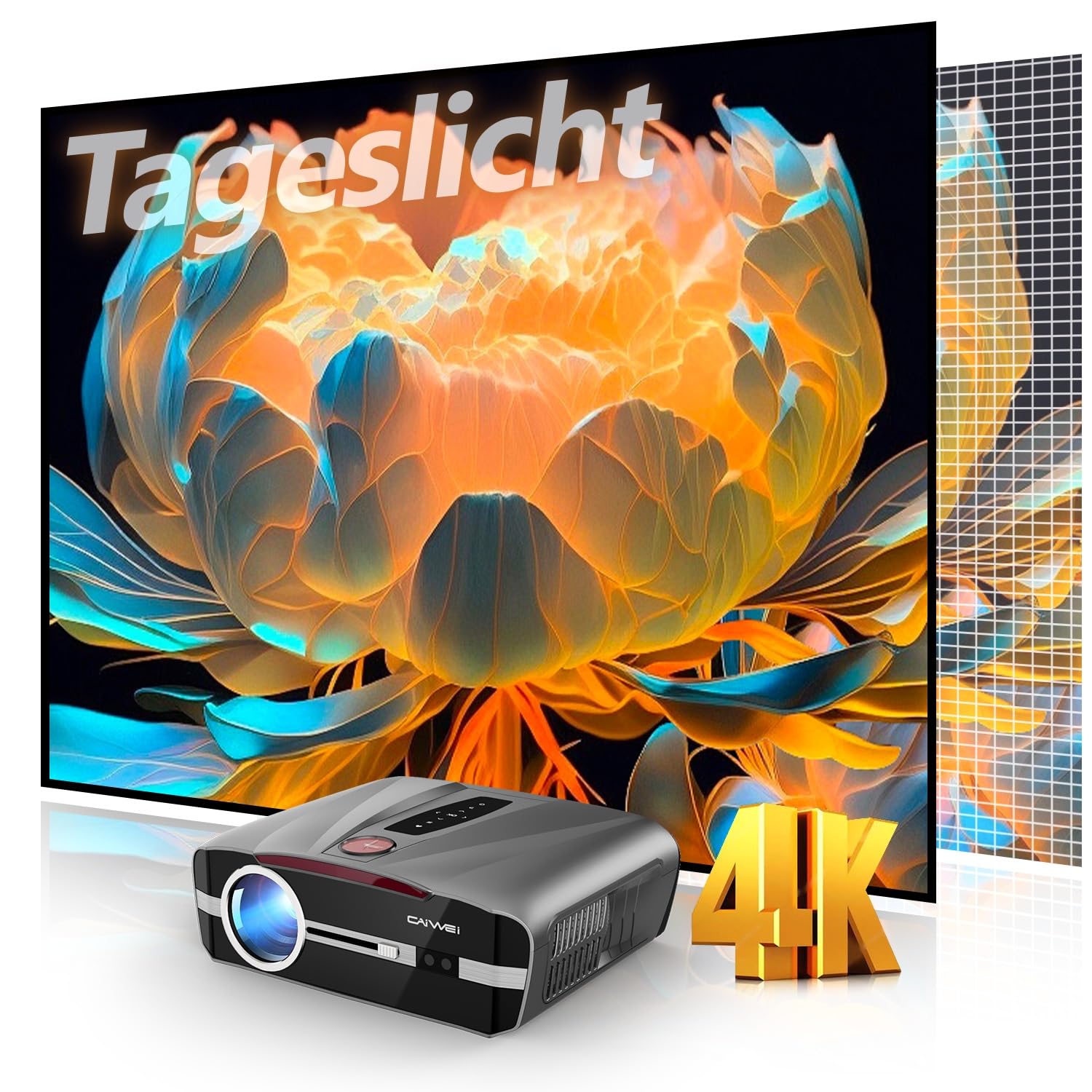 Proyector 4K UHD de 2300 ANSI para Uso diurno, Cine en casa, HDR10, WiFi 6, Bluetooth, NFC, Proyectores Inteligentes con Android, Enfoque automático/corrección Trapezoidal, HDMI ARC, USB, WLAN