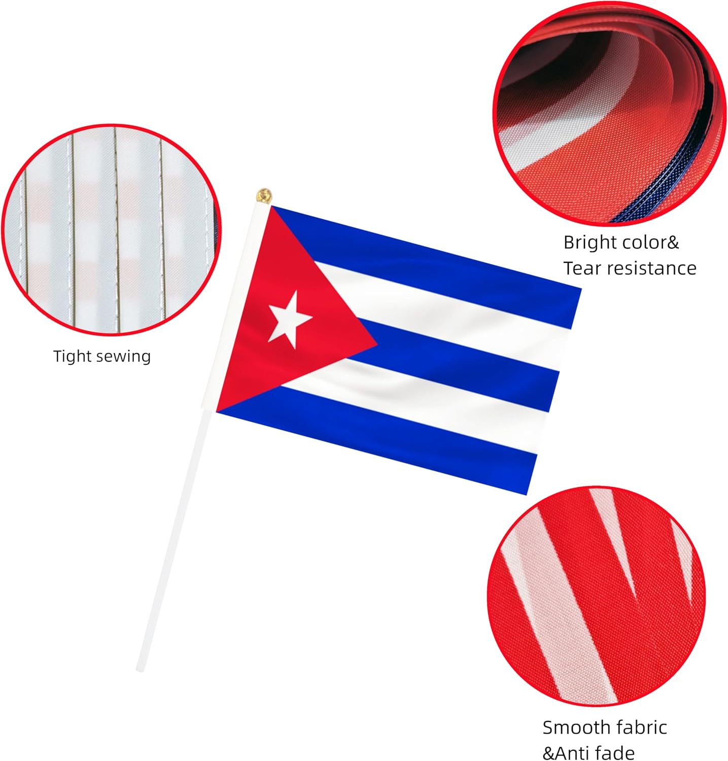 50 Pack Cuba Hand Held Mini Flags, Small Cuban Stick Flags with Pole, International Country Flags, Festival Events, Parades, Patriotic, Indoor and Outdoor, Party Decorations (Cuba) image 3
