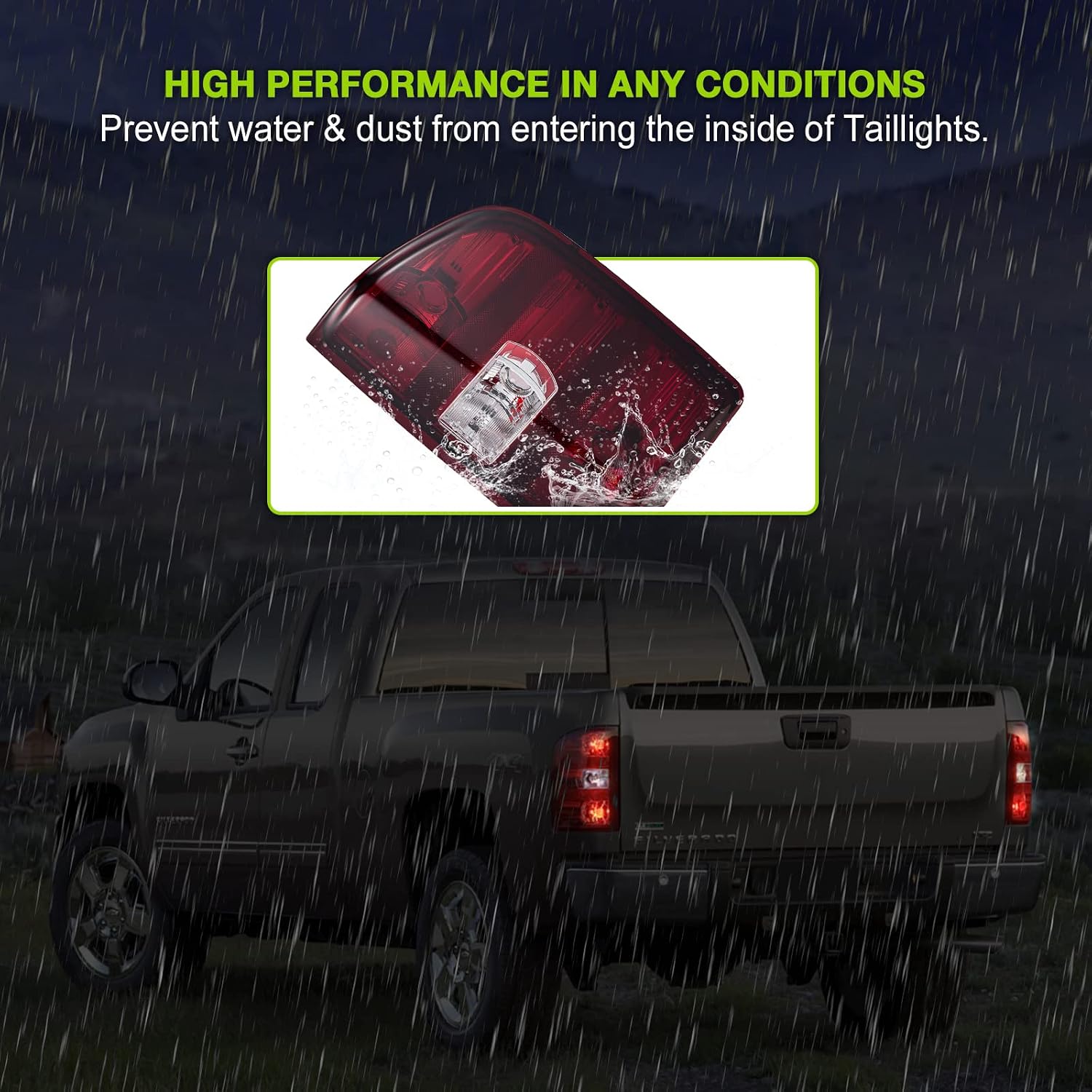 Tail Lights Compatible with Chevy Silverado 1500 2500 HD 3500 HD 2007-2013 GMC Sierra 2500 HD 2012-2014 Rear Lights w/o Wiring Harness
