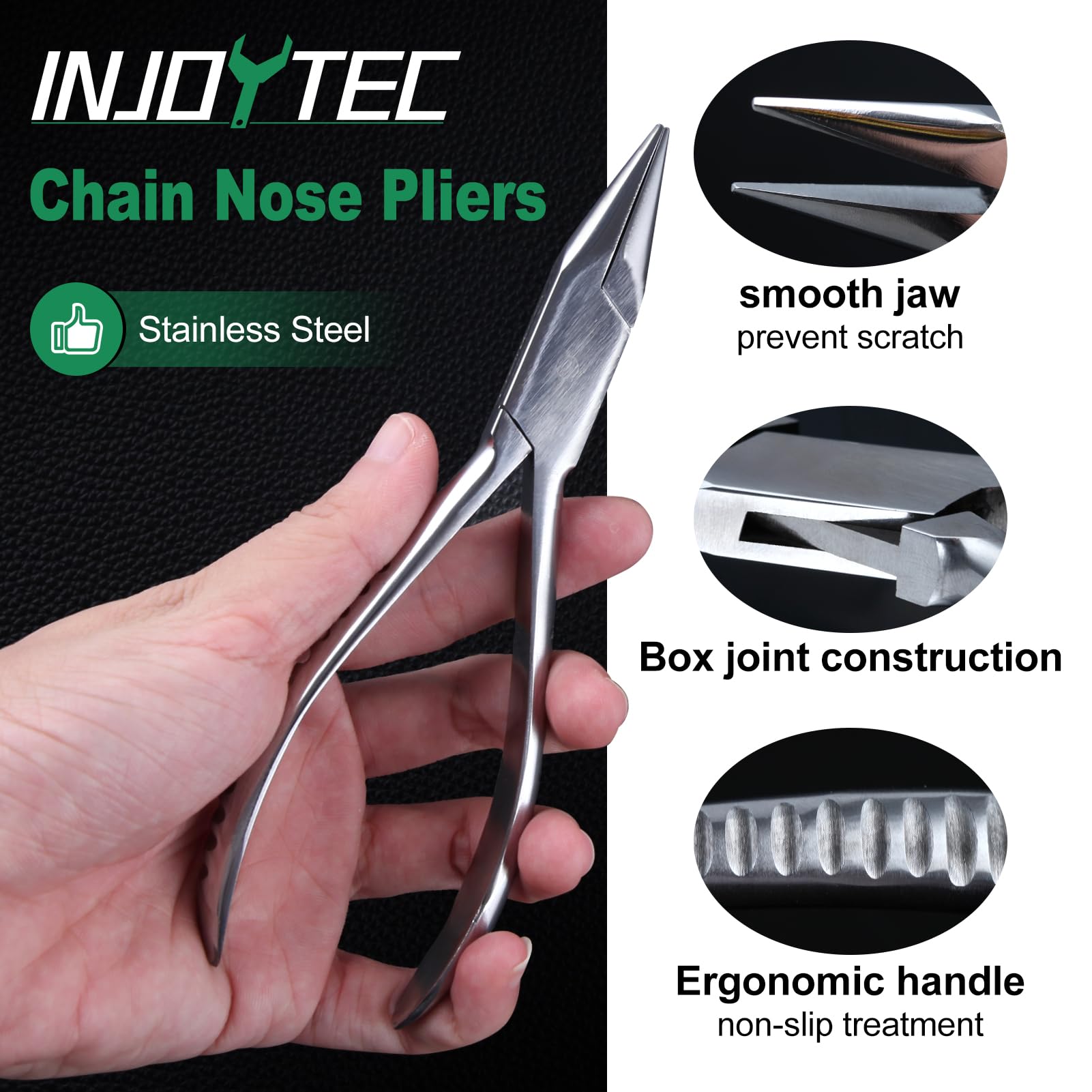 INJOYTEC Chain Nose Plier Stainless Steel Eyeglasses Repairing Plier Adjustment Tools Optical Tools Multifunction Precision Pliers Box Joint Construction Pliers for Jewelry Making - Image 4
