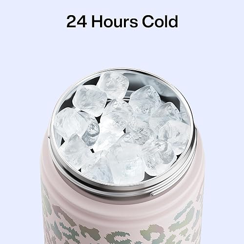 Miniatura 133 de ENCOOL Botella de agua aislada con popote, de acero inoxidable, a prueba de fugas, sin BPA, al vacío de doble pared que se mantiene fría durante 24