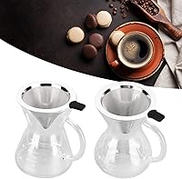 Vista 4 de Cafetera de vidrio de 13.5fl oz, cafetera para verter sobre la cafetera con filtro de malla de acero inoxidable reutilizable (A)
